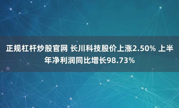 正规杠杆炒股官网 长川科技股价上涨2.50% 上半年净利润同比增长98.73%